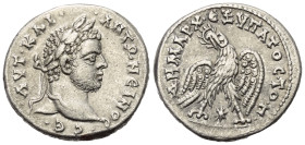 Seleukis und Pierien. Laodikeia ad Mare. Caracalla (197 - 217 n. Chr.).

 Tetradrachme (Billon). 208 - 209 n. Chr.
Vs: Büste des Caracalla in Rücka...