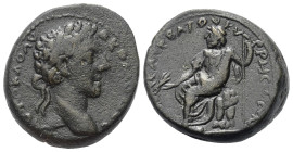 Kyrrhestike. Kyrrhos. Commodus (177 - 192 n. Chr.).

 Bronze.
Vs: Büste des Commodus mit Lorbeerkranz rechts.
Rs: Zeus Kataibates mit Blitzbündel ...