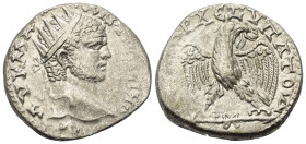 Kyrrhestike. Kyrrhos. Caracalla (197 - 217 n. Chr.).

 Tetradrachme (Billon). 215 - 217 n. Chr.
Vs: Büste mit Strahlenkrone rechts.
Rs: Adler mit ...
