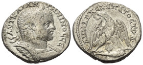 Phönikien. Tyros. Caracalla (197 - 217 n. Chr.).

 Tetradrachme (Billon). Ca. 213 - 217 n. Chr.
Vs: Büste des Caracalla in Vorderansicht mit Lorbee...