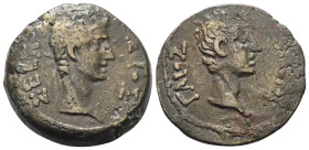 Ägypten. Alexandria. Augustus (31 v. - 14 n. Chr.).

 Diobol (Bronze). Ohne Jahr.
Vs: Kopf des Augustus mit Lorbeerkranz rechts.
Rs: Kopf des Gaiu...