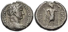 Ägypten. Alexandria. Hadrianus (117 - 138 n. Chr.).

 Tetradrachme (Billon). 124 / 125 n. Chr. (Jahr 9).
Vs: Büste des Hadrian in Rückansicht mit L...