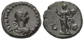 Ägypten. Alexandria. Vabalathus (268 - 272 n. Chr.).

 Tetradrachme (Billon). 272 n. Chr. (Jahr 5).
Vs: Büste des Vaballathus in Rückansicht mit Lo...