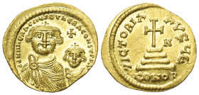 Heraclius (610 - 641 n. Chr.).

 Solidus (Gold). Constantinopolis.
Vs: Gekrönte Büsten des Heraclius und des Heraclius Constantinus mit Paludament ...