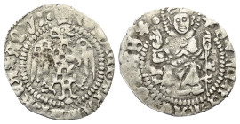 Italien. Aquileia - Patriarchat. Giovanni di Moravia (1387 - 1394).

 Denar (Silber).
Denaro con aquila di Moravia.

Vs: Gekrönter Adler mit gesp...