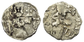 Walachei - Fürstentum. Mihail I. (1418 - 1420).

 Ducat (Silber).
Vs: IW M - ... (Slawisch). Herrscher mit Lanze und Kreuzglobus frontal stehend.
...