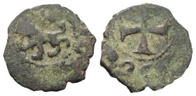 Levon V. von Lusignan (1374 - 1375).

 Denier (Billon).
Vs: Löwe links.
Rs: Kreuz.

15 mm. 0,86 g. 

AC 508; Zeno 60374.
 Selten. Fast sehr s...