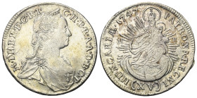 Habsburger bis 1806. Maria Theresia (1740 - 1780).

 XV Kreuzer (Silber). 1747 KB. Kremnitz.
Vs: Brustbild nach rechts.
Rs: Madonna mit Kind im St...