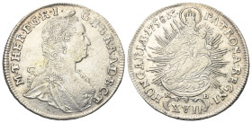 Habsburger bis 1806. Maria Theresia (1740 - 1780).

 XVII Kreuzer (Silber). 1758 KB. Kremnitz.
Vs: Brustbild nach rechts.
Rs: Madonna mit Kind im ...