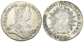 Habsburger bis 1806. Maria Theresia (1740 - 1780).

 XVII Kreuzer (Silber). 1762 KB. Kremnitz.
Vs: Brustbild nach rechts.
Rs: Madonna mit Kind im ...