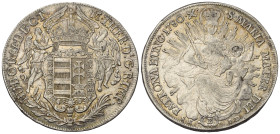 Habsburger bis 1806. Maria Theresia (1740 - 1780).

 Konventionstaler (Silber). 1780 B. Kremnitz.
Vs: Zwei Engel halten Krone über Wappen.
Rs: Mad...
