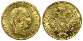 Kaisertum Österreich (1804 - 1918). Franz Joseph I. (1848 - 1916).

 Dukat (Gold). 1904.
Vs: FRANC IOS I D G AVSTRIAE IMPERATOR. Lorbeerkopf rechts...