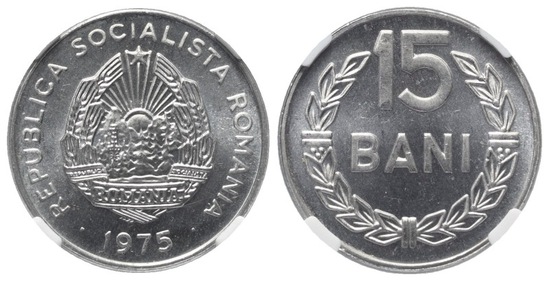 Rumänien. Sozialistische Republik (1965 - 1989).

 15 Bani (Aluminium). 1975. ...