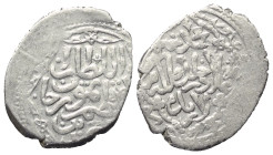 Karamaniden. Muhammad bin 'Ala ad-Din (805 - 822 H. / 1402 - 1419).

 Dirham (Silber). Ohne Jahr. Larende.
Prägung als Vasall Timur Lenks.
Vs: Tit...