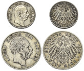Deutschland - Lots.


Kaiserreich. 
Sachsen. Georg (1902 - 1904).

Lot (2 Stück, Silber): 5 Mark 1895 E und 2 Mark 1904 E.

Darunter Jaeger 13...