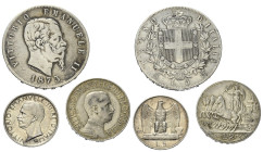 Europa - Lots.


Italien.
Vittorio Emanuele II. (1861 - 1878) und Vittorio Emanuele III. (1900 - 1946).

Lot (3 Stück, Silber): 5 Lire 1873, 2 L...