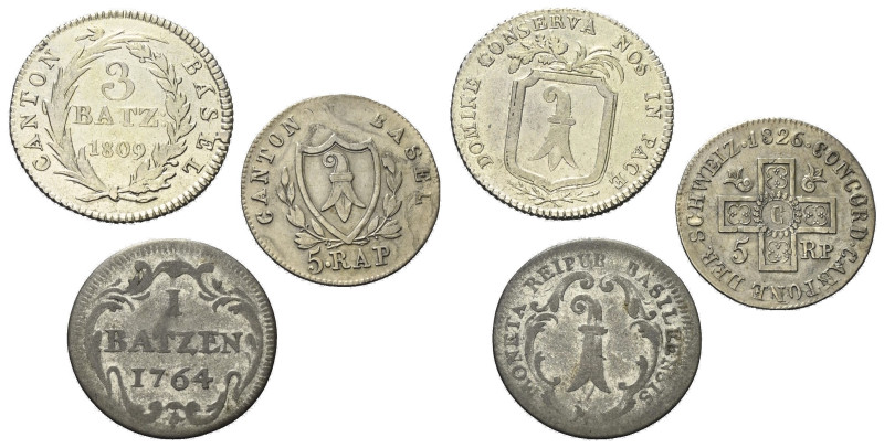 Europa - Lots.


Schweiz. Basel.

Lot (3 Stück, Silber): 5 Rappen, 1 Batzen...