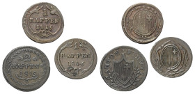Europa - Lots.


Schweiz. Schwyz.

Lot (3 Stück, Kupfer): 1 Rappen 1815, 1846 und 2 Rappen 1815.

HMZ 811c, 811h und 810i.
Sehr schön.

Verk...
