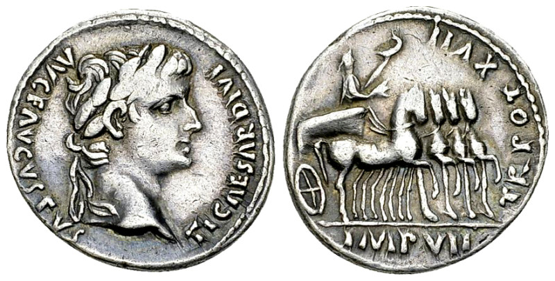 Tiberius AR Denarius, Triumphal quadriga reverse 

Tiberius (14-37 AD). AR Den...