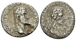 Caligula with Agrippina AR Denarius