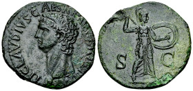 Claudius AE As, Minerva reverse