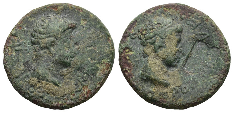 KINGS OF THRACE (Sapean). Rhoemetalkes I with Augustus (Circa 11 BC-12 AD).
AE ...