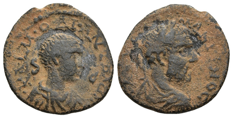 SELEUCIS and PIERIA. Antioch. Macrinus with Diadumenian (AD 217-218)
AE Bronze ...