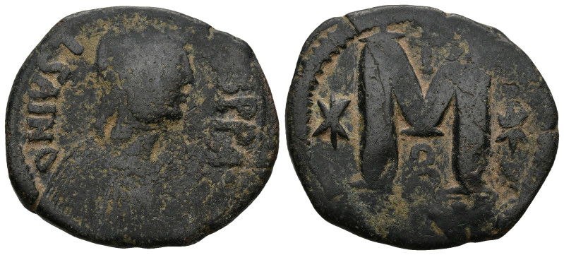 Justin I (518-527 AD)
AE Follis (31,1mm 15g)
Obv: D N IVSTINVS P P AVC. Diadem...