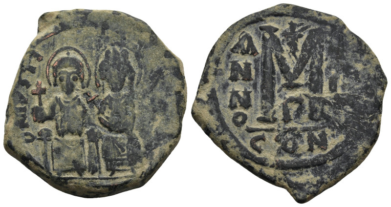 Justin II with Sophia (565-578 AD).Constantinople
AE Follis (31,2mm 14,1g)
Obv...