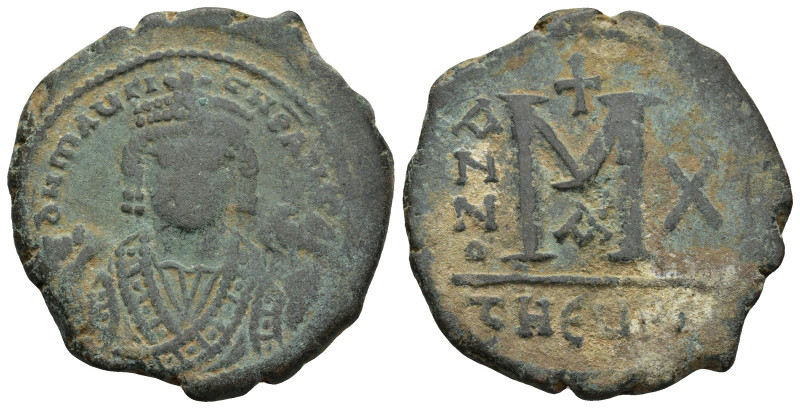 Maurice Tiberius (582-602 AD). Theoupolis (Antioch). dated RY 10 = 591/2
AE Fol...