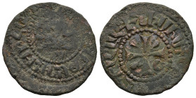 ARMENIA. Cilician Armenia. Hetoum I (AD 1226-1270)
AE Kardez (24mm 4,8g)
Obv: Hetoum seated facing on bench, holding lis-tipped scepter and globus c...