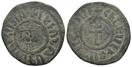 ARMENIA. Cilician Armenia, Levon I (1198-1219 AD)
AE Tank (28,4mm 6,6g)
Obv: Crowned leonine head facing slightly right
Rev: Patriarchal cross; fiv...