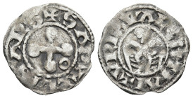 FRANCE. Valence. Anonymous Bishops (1157-1276 AD)
Denier (18,4mm 0,6g)
Obv: Cross with globular ends, annulet in one angle.
Rev: Double-headed eagl...