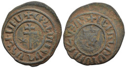 ARMENIA. Cilician Armenia, Levon I (1198-1219 AD)
AE Tank (30,4mm 7,7g)
Obv: Crowned leonine head facing slightly right
Rev: Patriarchal cross; fiv...