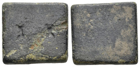 Byzantine bronze weight
(10,7g 19,6mm diameter)
Obv: Blank
Rev: Blank