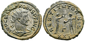 PROBO. Antoniniano. (Ae. 3,48g/21mm). 276 d.C. Antioquía. (RIC 921). Anv: Busto radiado, drapeado y con coraza de Probo a derecha, alrededor leyenda: ...