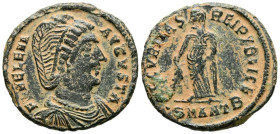 ELENA. Follis. (Ae. 2,65g/19mm). 326-328 d.C. Antioquía. (RIC 159). Anv: Busto diademado y drapeado de Elena a derecha, alrededor leyenda: FL HELENA A...