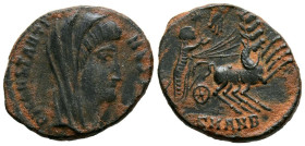 COSTANTINO I. Follis. (Ae. 1,82g/16mm). 337-340 d.C. Nicomedia. (RIC 39). Anv: Busto velado de Constantino I a derecha, alrededor leyenda: DV CONSTANT...