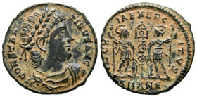 CONSTANTINO I. Follis. (Ae. 1,47g/15mm). 335-337 d.C. Antioquía. (RIC 108). Anv: Busto diademado y drapeado de Constantino I a derecha, alrededor leye...