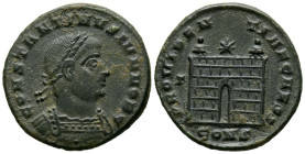 CONSTANCIO II. Follis. (Ae. 3,08g/19mm). 324-337 d.C. Constantinopla. (RIC 10). Anv: Busto laureado y drapeado de Constancio II a derecha, alrededor l...