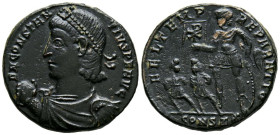 CONSTANCIO II. Centenional. (Ae. 4,99g/21mm). 348-350 d.C. Constantinopla. (RIC 70). Anv: Busto diademado, drapeado y con coraza de Constancio II a iz...