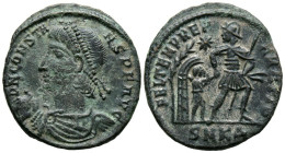 CONSTANTE. Follis (Ae. 3,50g/21mm). 337-350 d.C. Cícico. (RIC 72). Anv: Busto diadeado, drapeado y coraza de Constante a izquierda, alrededor leyenda:...