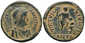 VALENTINIANO II (375-392). Maiorina. (Ae. 5,22g/23mm). Antioquía. (RIC 63b). Anv: Busto diademado y drapeado de Valentiniano II a la derecha, alrededo...