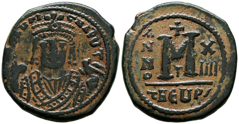 MAURICIO TIBERIO. Follis. (Ae. 10,43g/28mm). 582-602 d.C. Theoupolis . (Seaby 53...