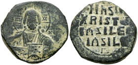 ANONIMO, tiempos de Basilio II y Constantino VIII. Follis. (Ae. 11,53g/30mm). 976-1025 d.C. Constantinopla. (Seaby 1813). Anv: Busto de Cristo de fren...