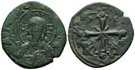 ANONIMA, Atribuída a Nicéforo III. Follis. (Ae. 3,95g/24mm). 1075-1080 d.C. Constantinopla. (Seaby 1889). Anv: Busto de Cristo de frente nimbado porta...