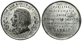 Polish Medals 17th-20th centuries
POLSKA / POLAND / POLEN / POLOGNE / POLSKO

Medal przeniesienie zwłok Wawel Mickiewicz 1890 - CYNK 
AW: Głowa Mi...