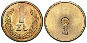 Polish Medals 17th-20th centuries
POLSKA / POLAND / POLEN / POLOGNE / POLSKO

PRL. WPINKA 1 złoty 1989 - stempel rewersu złotówki na krążku z brązu...