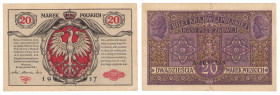 Polish banknotes 1916 - 1948
POLSKA / POLAND / POLEN / POLOGNE / POLSKO

20 marek polskich 1916 seria A, jenerał 

Naturalny, obiegowy egzemplarz...