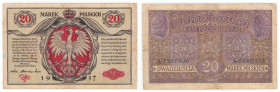 Polish banknotes 1916 - 1948
POLSKA / POLAND / POLEN / POLOGNE / POLSKO

20 marek polskich 1916 seria A, Generał 

Ślady długiego obiegu, rzadszy...